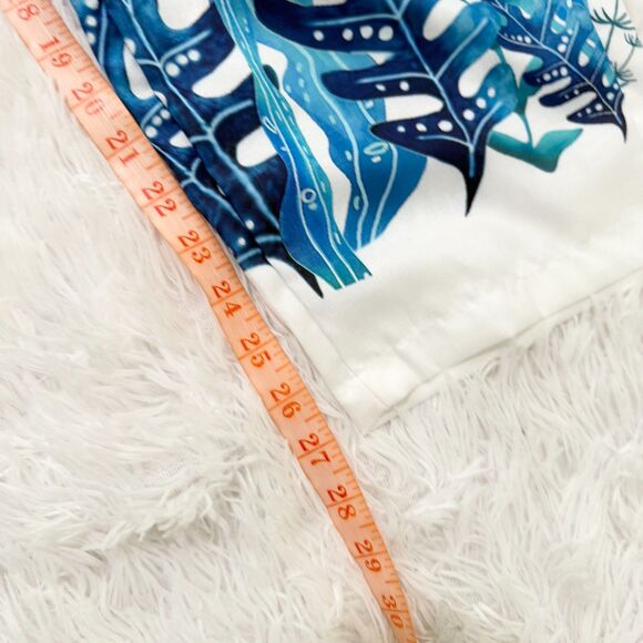 Women Fashion Seagrass Turtle Print Slant Pockets Pants in Blue White Size Large - Picture 6 of 8